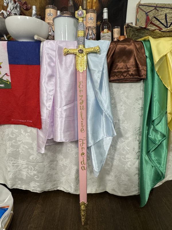 Erzulie Freda Sword 34" Pink and Gold