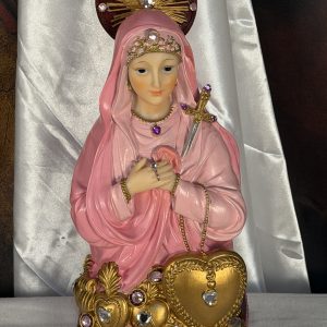 Erzulie Freda/Our Lady of Sorrows Pink With Gems Statue 11 Inches