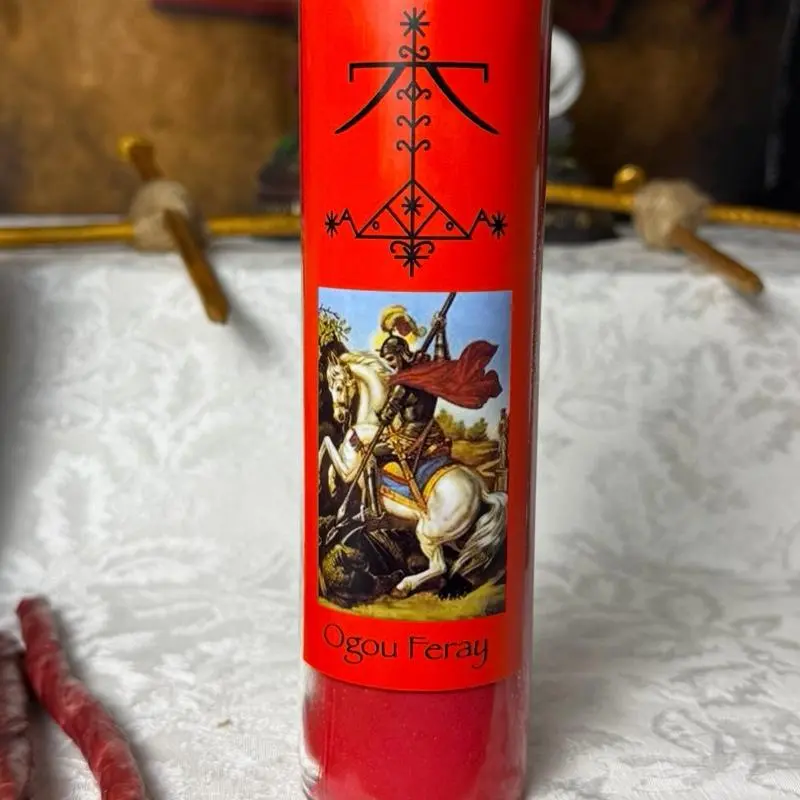Ogou Feray 7 Day Candle with Veve - Image 2