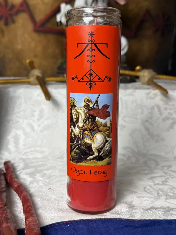 Ogou Feray 7 Day Candle with Veve - Image 5