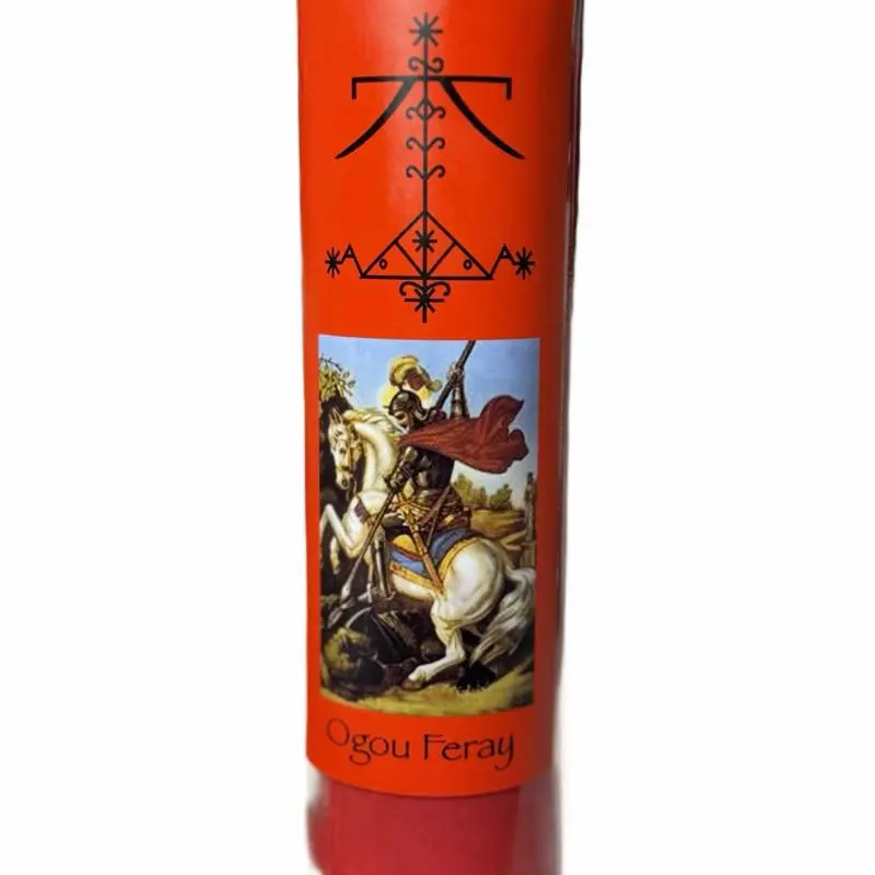 Ogou Feray 7 Day Candle with Veve